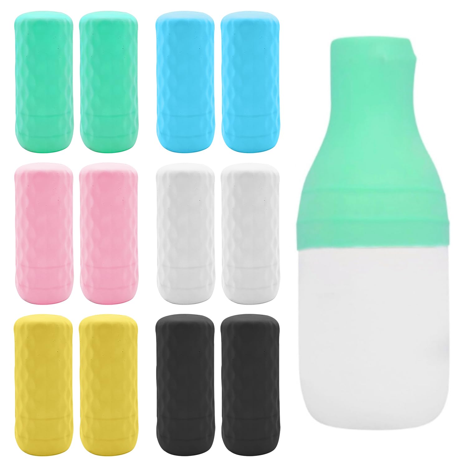 SYEYCW 12 Pcs Silicone Bottle Covers, Elastic Sleeves for Leak Proofing, Travel Essentials, Reusable Cruise Ship Essentials Travel Must Haves for Toiletries Shampoo In Luggage, for Men and Women