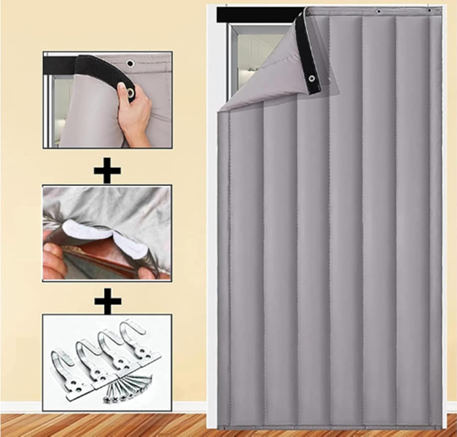 Thermal Insulated Curtain, Soundproof Door Cover, Door Blanket for Winter, Doorway Cover Screen Noise Reduction Waterproof Warm Oxford Fabric (W27.56 * H80.71 in/70 * 205cm)