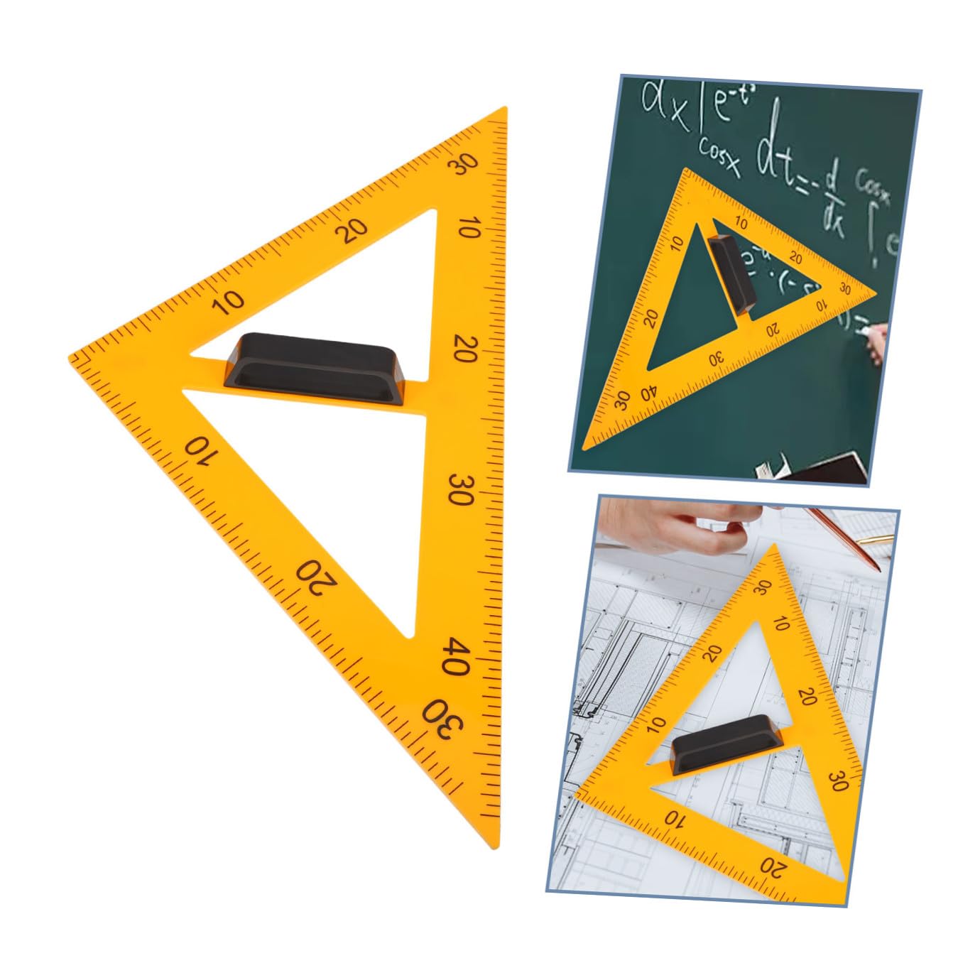 DOITOOL 3 Stück Magnetisches Geometrisches Dreieck Lineal mit Abnehmbarem Griff Multifunktionales Zeichen und Mathematiklehrmittel für Unterricht und Demonstrationen