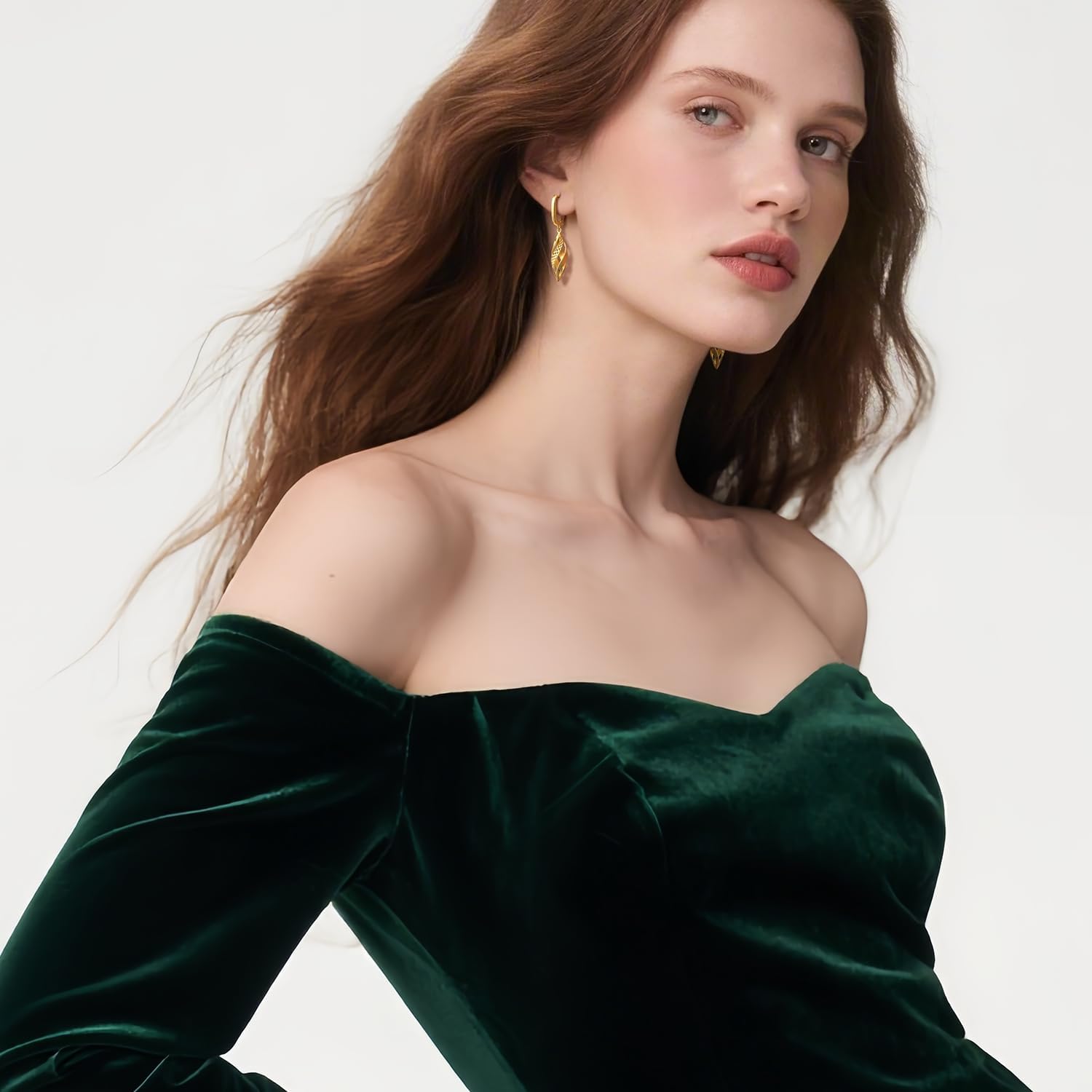 Gold Hoop Earrings 14K Gold Hoop Earrings for Women Dangle Drop Earring for Women Rhombic Twisted Hollow Shape Drop Earring for Womens Dangling 40mm - Image 4