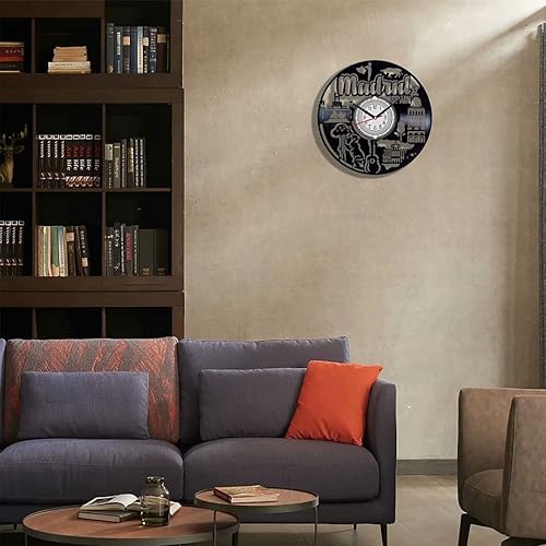 Miniatura 2 de Madrid España - Reloj de pared con diseño de disco de vinilo, arte de pared de 12 pulgadas, decoración del hogar, regalos de recuerdo de viaje