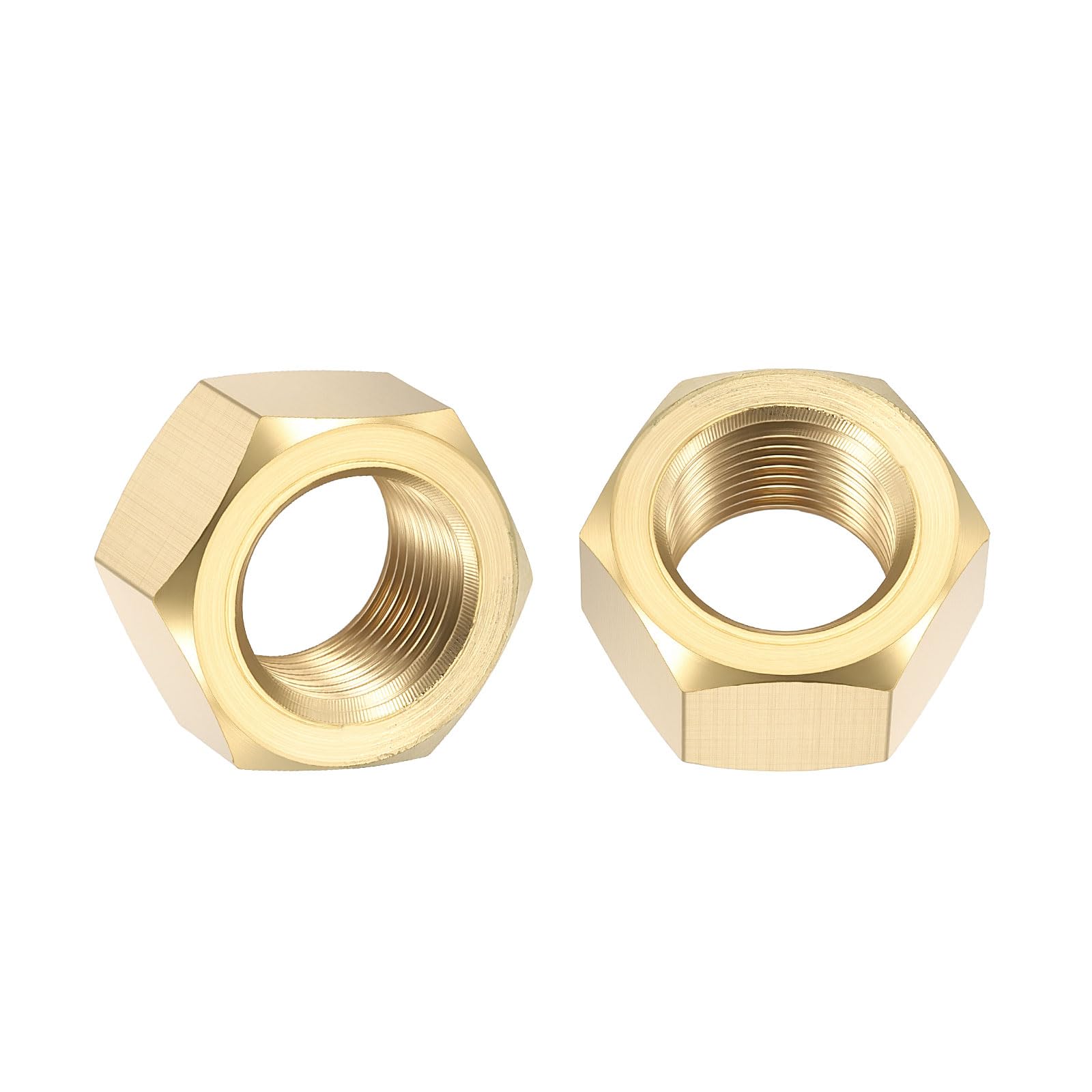 Kozelo 5pcs Hex Nuts - [3/4"-16] Brass Hardware Nuts for Mechanical Repair & Assembly, Electrical Fastening, Standard Fine Thread Nut, Yellow
