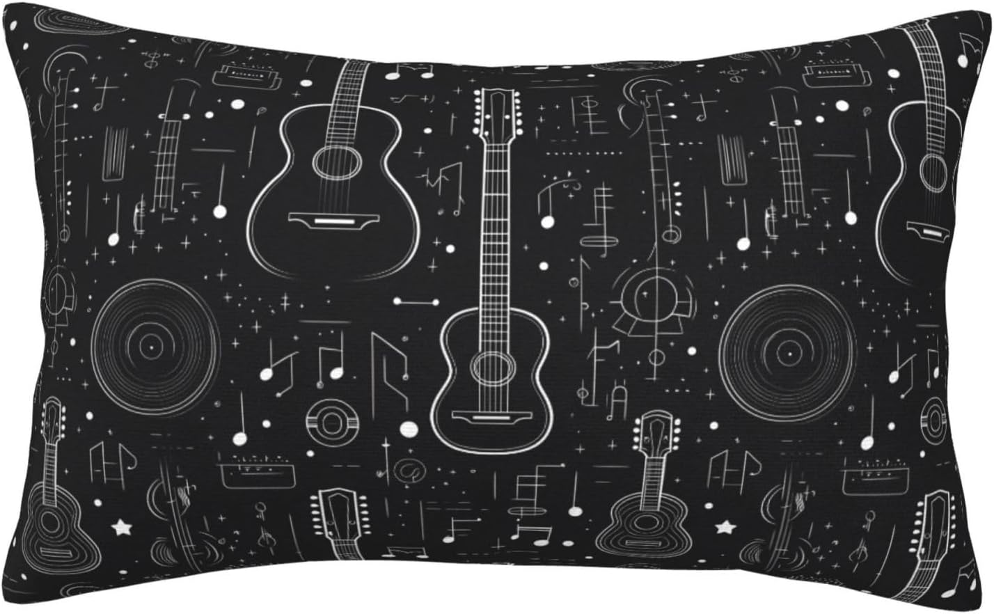 Cool Black Guitar Print Pillow Cases Queen, Breathable Queen Size Pillows Cases with Zipper, Soft Microfiber Pillowcases 20x30, Cozy Pillow Covers for Living Room Bedroom
