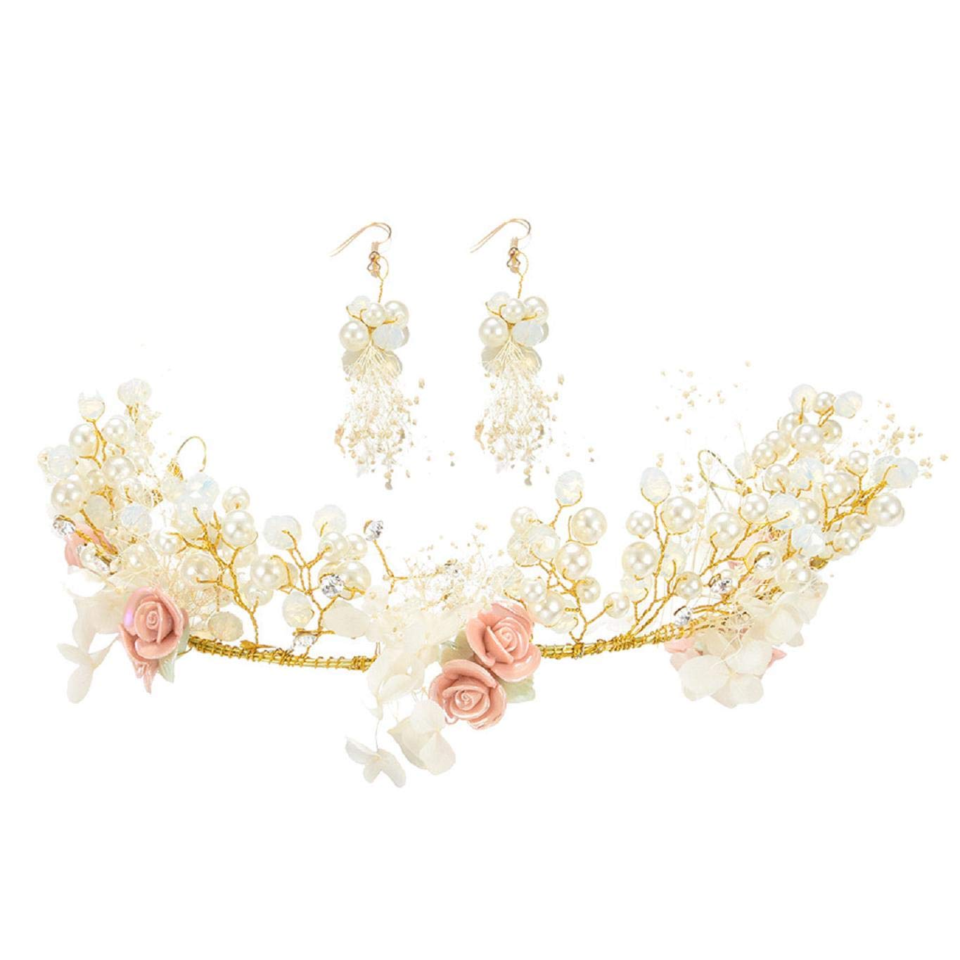 Roysberry Jewelry Sets, Bohemian Dripping Rose Handwoven Pearl Hair Accessories Ladies Jewelry Wedding, Perfect Gift for Girls and Women