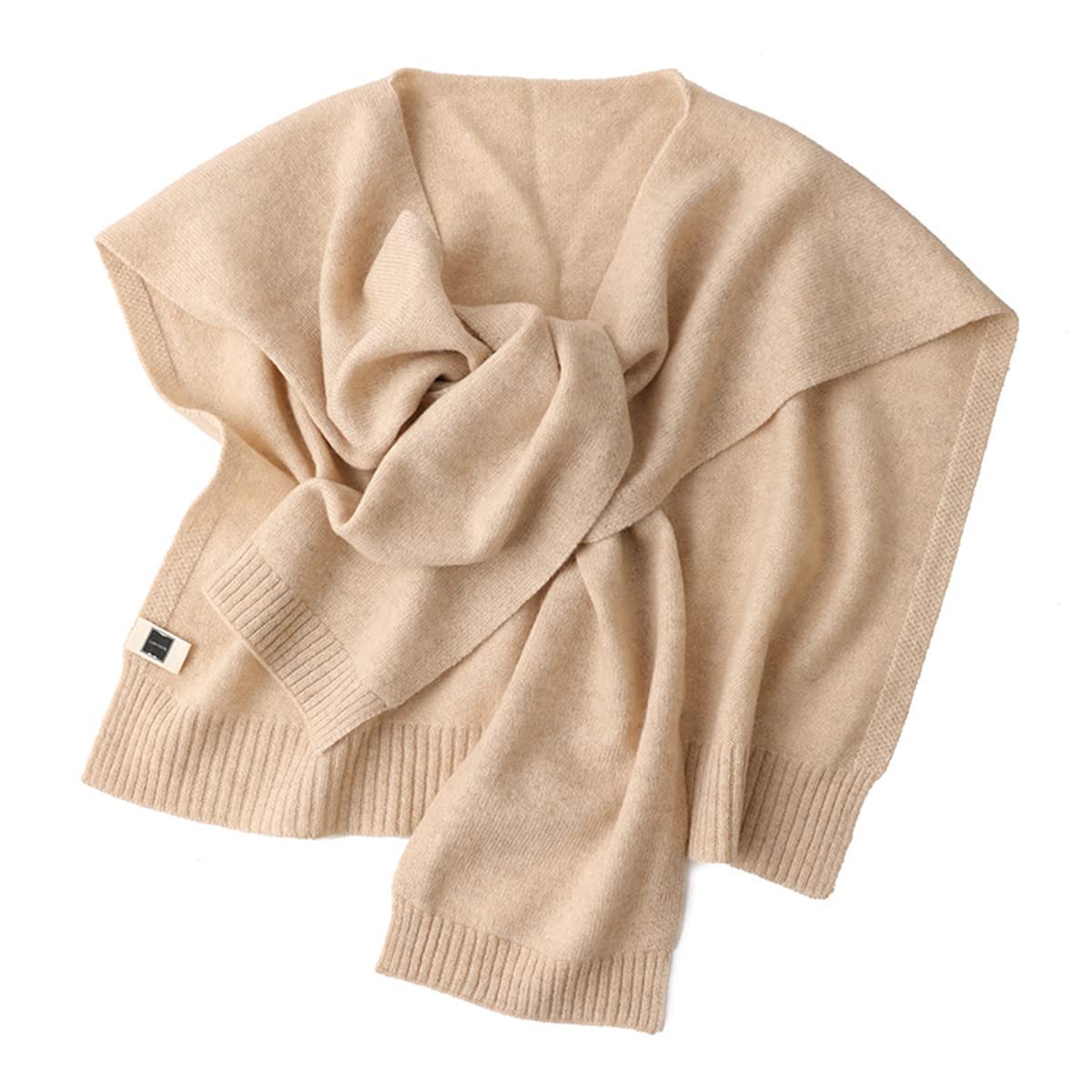 Mujer Suave Cálida Hombro Chales Chal, 100% Cachemira Bufanda Mantón de Punto de Doble Uso, Señoras Elegante Poncho Pequeño Pañuelo Ligero Chal de Viaje, Primavera Otoño Accesorios de Vestir Beige