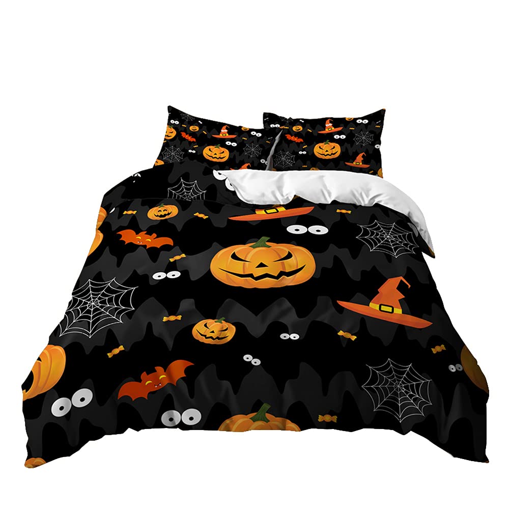Meiju-Shop Men's Witch Hat Meiju Duvet Cover Set 3 Piece For Single Double Super King Size Bed, 3D Halloween Printed Bedding Set Microfibre Bed Set With Quilt Case And Pillowcases 50X75cm (,135X200cm)