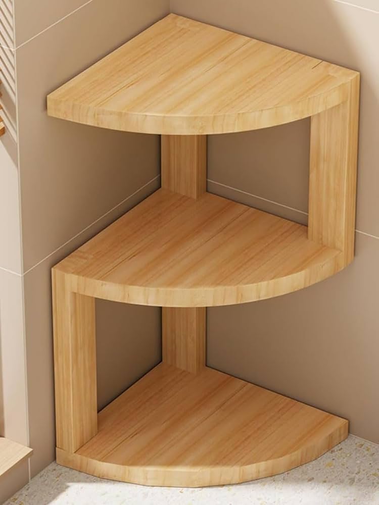 Amazon｜TRENIEコーナーラック 木製 コーナーシェルフ 卓上ラック 本棚