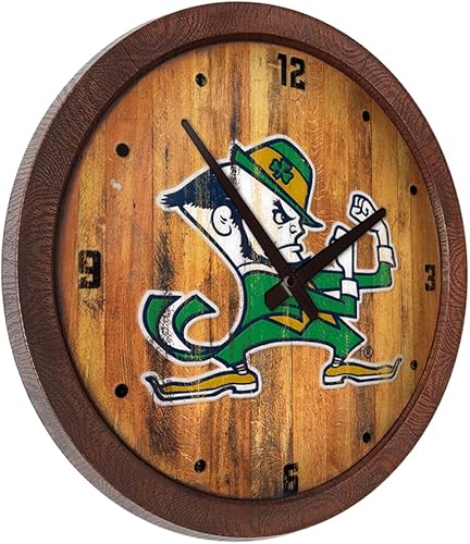 Miniatura 311 de The Fan-Brand NCAA Oklahoma Sooners: Faux Barrel Top Wall Clock Sports Team Bar Sign Décor - Home Man Cave, Party Decoration - Made On Demand