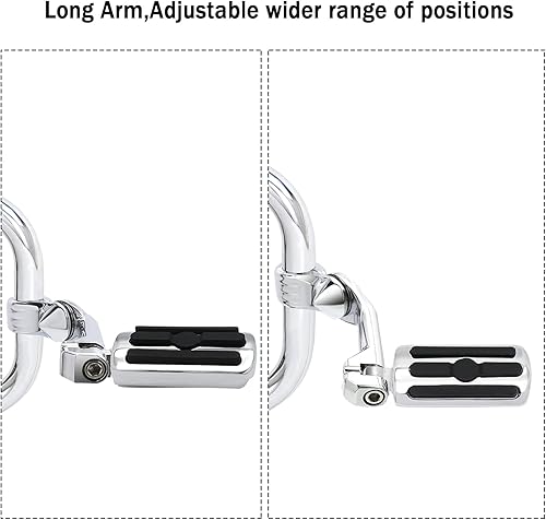 Miniatura 2 de Juego de abrazaderas de montaje para reposapiés de motocicleta en ángulo largo, apto para modelos Harley con protector de motor de 1.25 pulgadas,