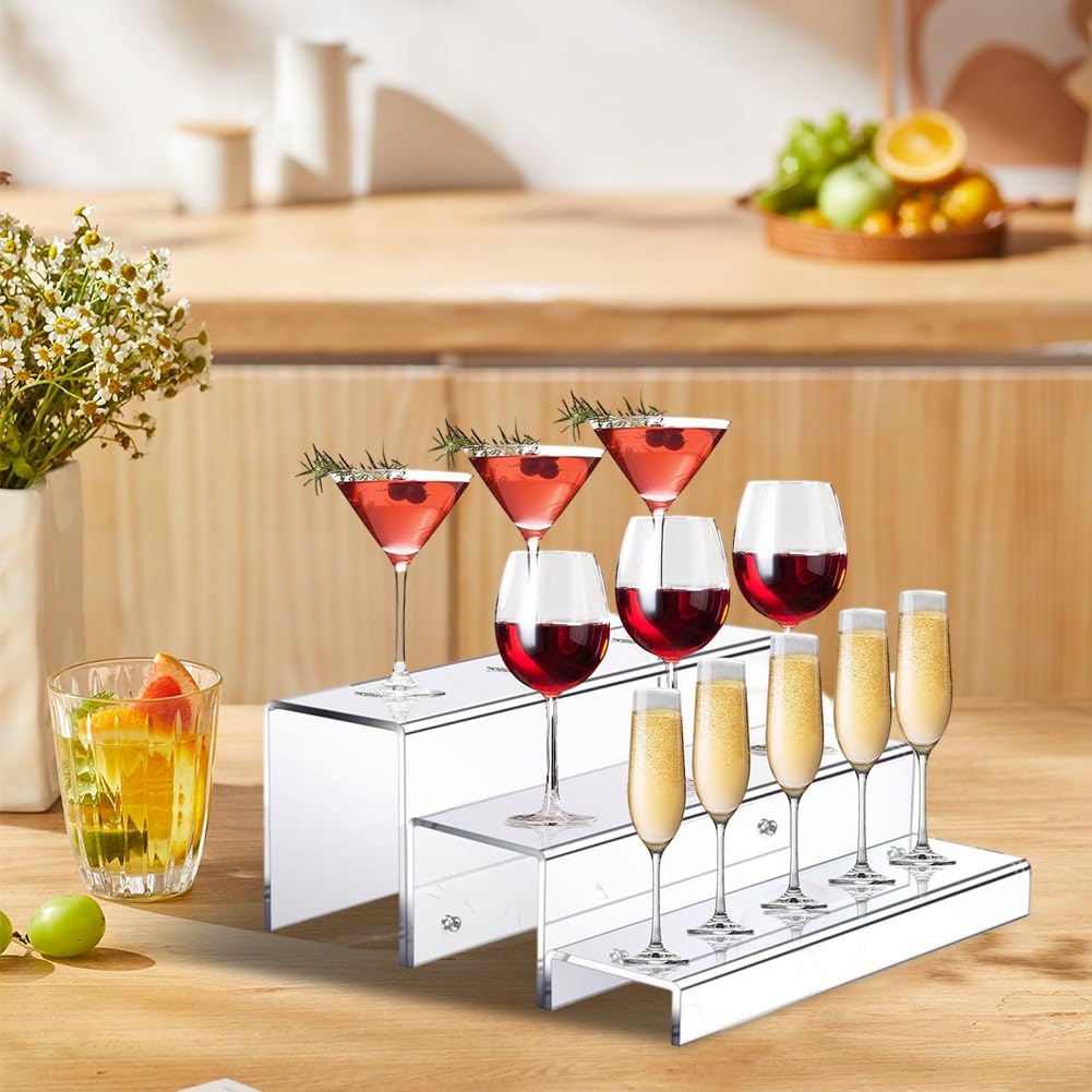 Klarer Acryl-Display-Ständer, Acryl-Präsentationsständer for Schmuck, Parfüm, Cupcakes, 3 Stück, Schwarz und Transparent(Black)