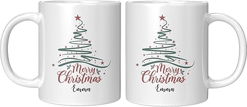 Miniatura 63 de Yeh Gift Tazas de Navidad personalizadas. Taza de café personalizada con tu nombre y nombre de miembro de la familia. Regalos familiares para Ver