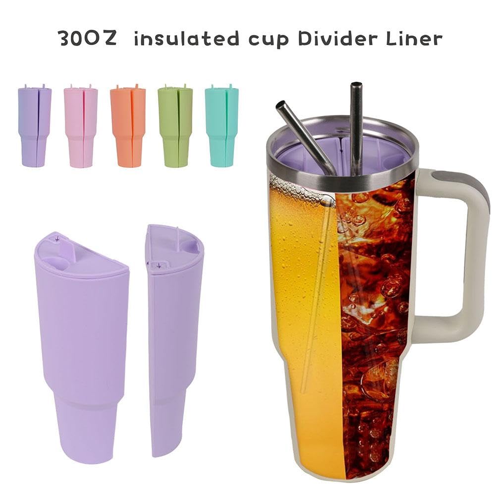 Separatore per bevande 2 in 1, fodera in silicone per Stanley Cup 1,18 l, vassoio interno riutilizzabile con coperchio separatore per fori per cannuccia, per accessori Stanley Cup, divisore per tazze