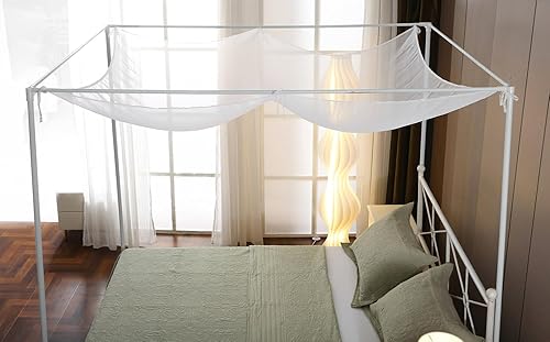 Miniatura 5 de WANFASO Cortinas de cama con toldo para la parte superior de la cama, toldo de cama transparente de princesa blanca, cenefa de bufanda de cama para