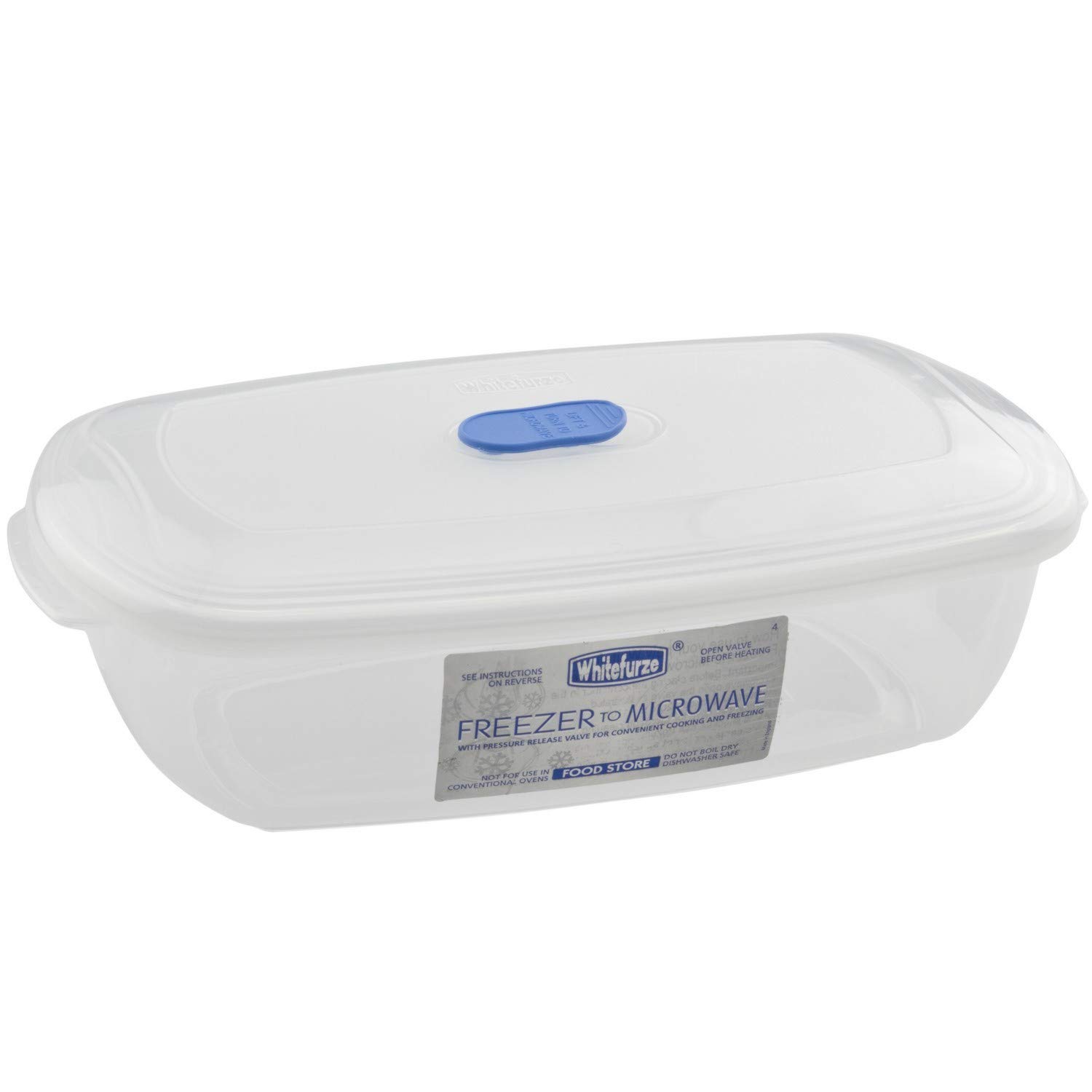 Whitefurze Freezer Microwave Rectangular Food Staorge Box, 1 Litre, Pack of 2