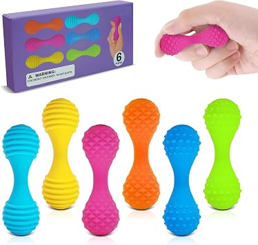 Fidget Sensory Toys for Adults 6 Pack Textured Sensory Stones Fidget Toys, Quiet Stress Relief Squeeze Fidgets for Autism ADHD, Small Desk Toy for Office, Classroom, Travel, Gifts for Teen Women Men
