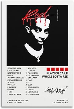 SUANYE Playboi Carti Poster Whole Lotta Red Album Cover 24x36 inch Modern Contemporary Music Wall Art for Bedroom Decor