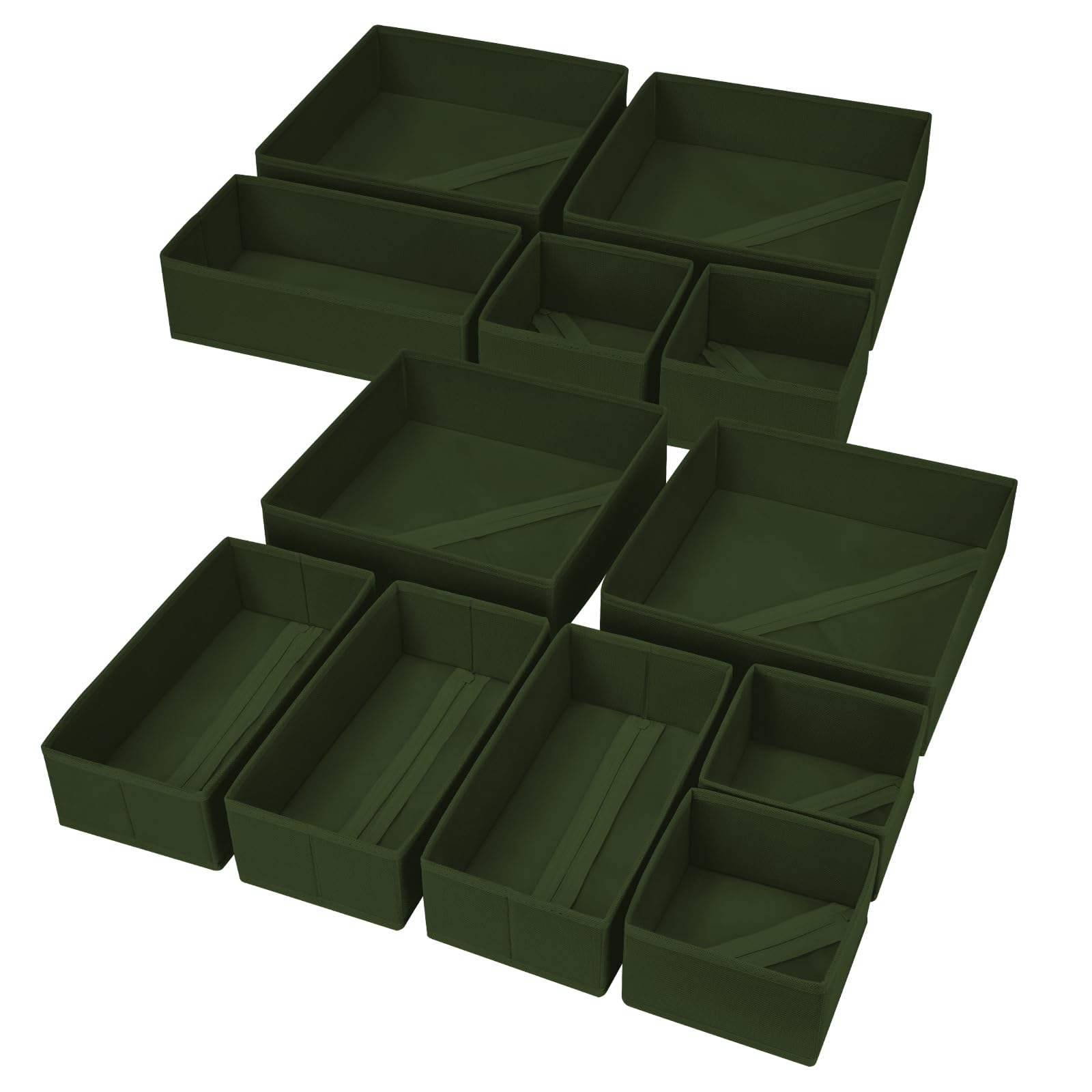 Homsorout Foldable Drawer Organiser Clothes - 12 Pack Underwear Drawer Dividers with Zipper, Fabric Storage Box Organizer for Socks, Bra, Nursery - Green โ image 1