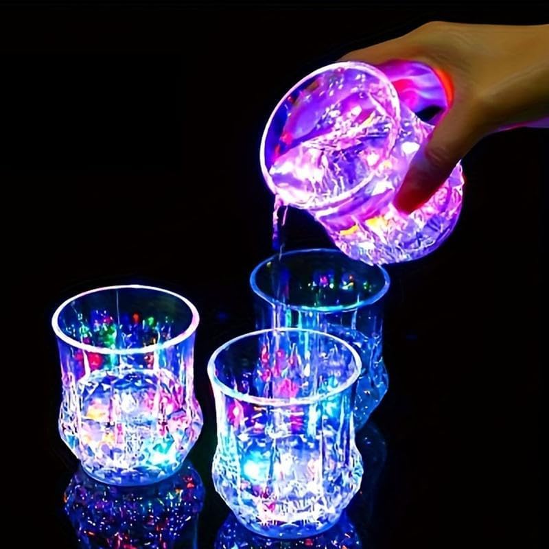 1/2/4 Pack Liguid Activated Flash Drinking Crystal Cups, Multicolor LED Glowing WineDrinking Tumblers For Bar Party Decor (4pcs)