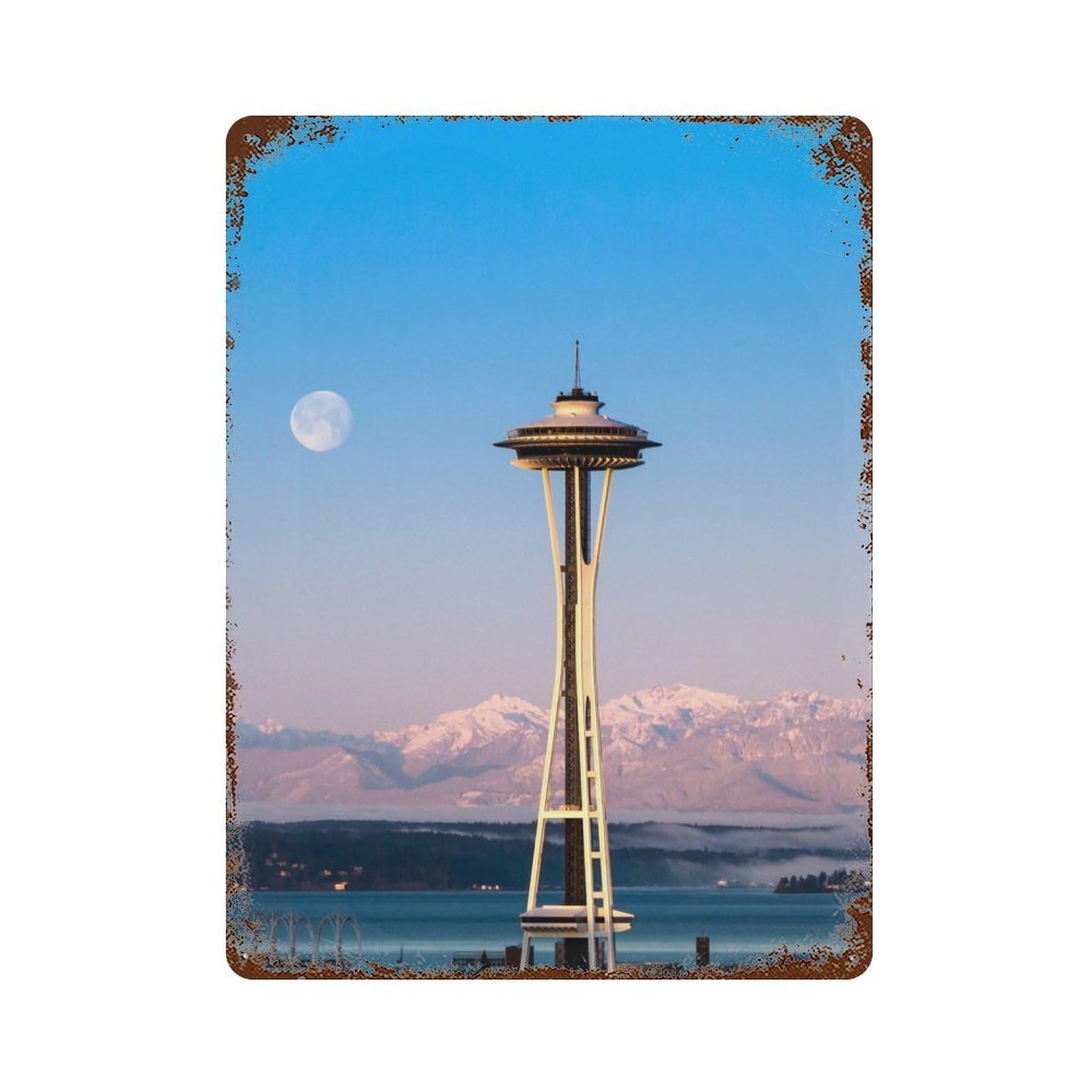 Seattle USA City Travel Rustic Tin Plaque 15.7"x11.8", Ideal for Shed, Workshop And Garage Wall Decor