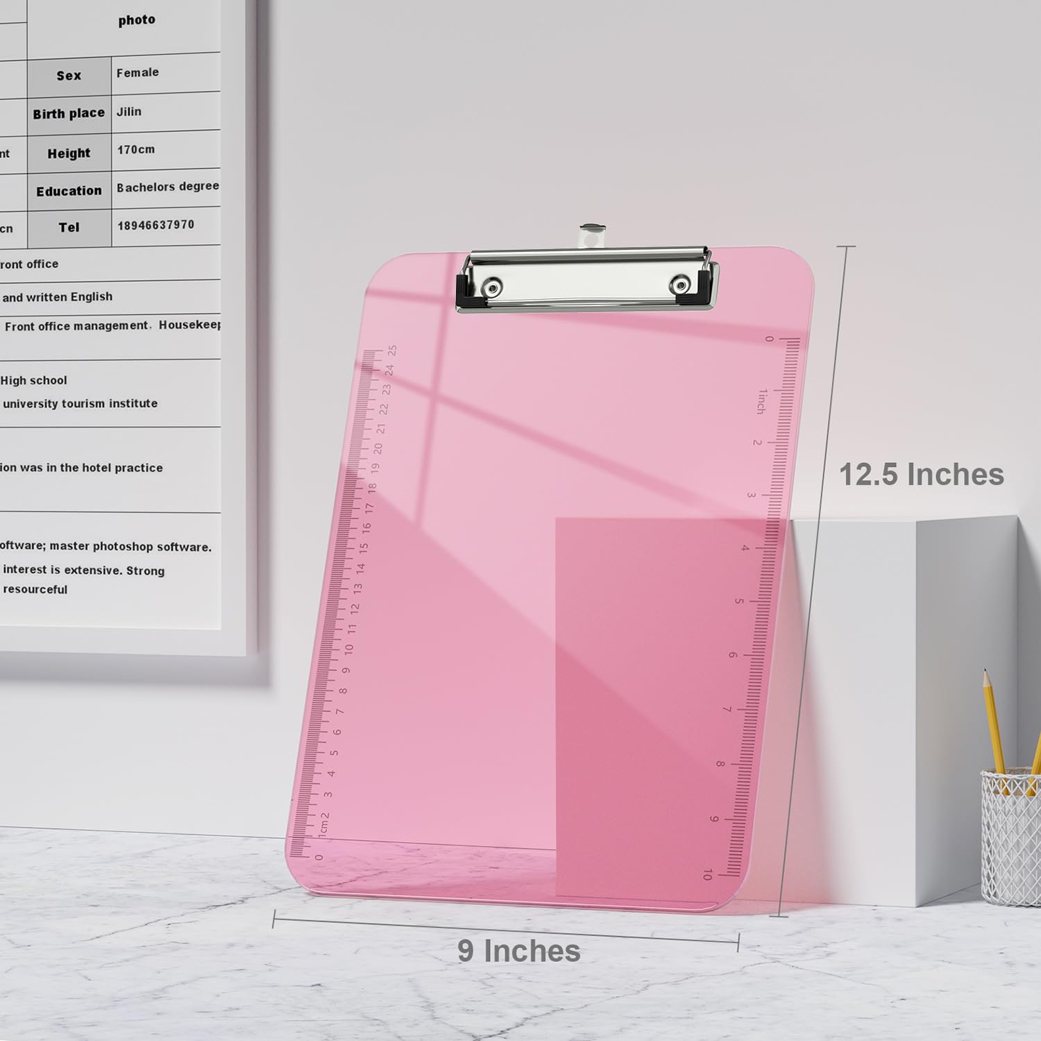 Piasoenc 6 Pack Plastic Clipboards, Translucent Clip Board with Low Profile, Office Supply, School Supplies - Image 2