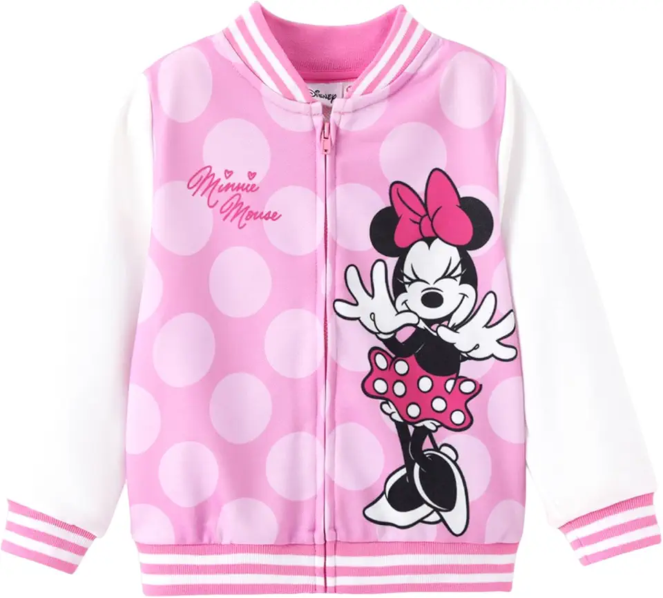 Disney Minnie Mickey Stitch Princess Frozen Elsa Jacket Lightweight Zip up Fall Clothes Classic Sweatshirt 2-14 Years