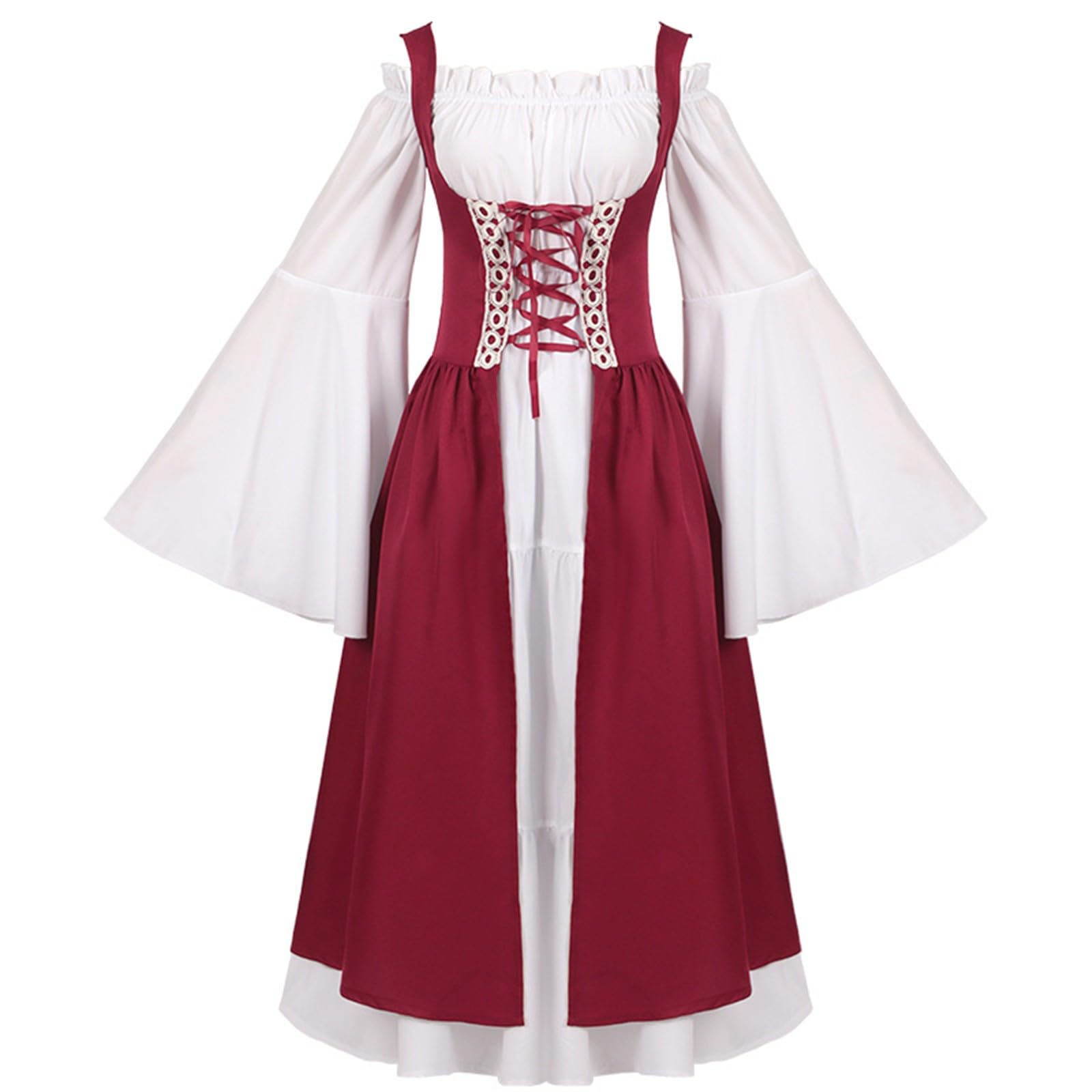 Genérico Vestidos Mujer Halloween Costume - Disfraz Medieval para Mujer Vestido Largo Disfraces De Hombros Descubiertos sobre Cosplay Vestido Retro