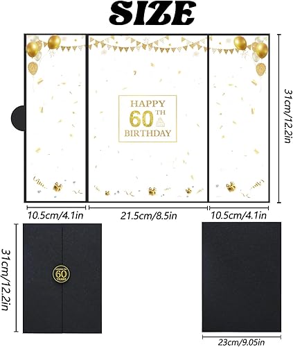 Miniatura 2 de Decoraciones de cumpleaños número 60, libro de invitados de feliz cumpleaños 60 de oro negro, regalos de cumpleaños 60 para mujeres y hombres,