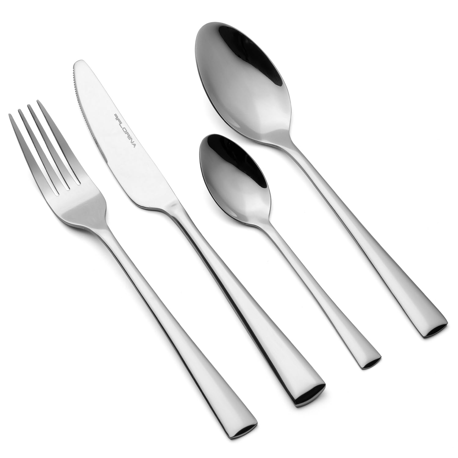 FLORINA Juego de Cubiertos de Acero Inoxidable I 24 Piezas para 6 Personas I Cubertería PIANO I Set de Cubiertos - Tenedor, Cuchillo, Cuchara de Mesa, Cucharilla de Té I Apto para Lavavajillas
