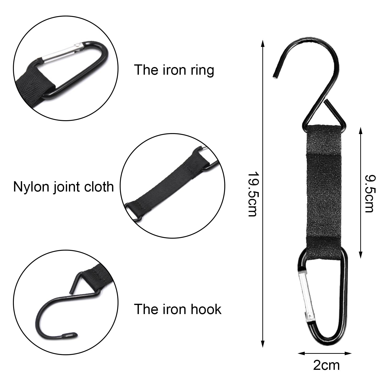 MKYSZLT 4Pcs Fence Hooks for Baseball Bag,Multifunctional Hanging Buckles Metal Hook for Softball Tennis Backpack,Nylon Safety Hooks Buckles for Outdoor Sports Camping Equipment Water Cup