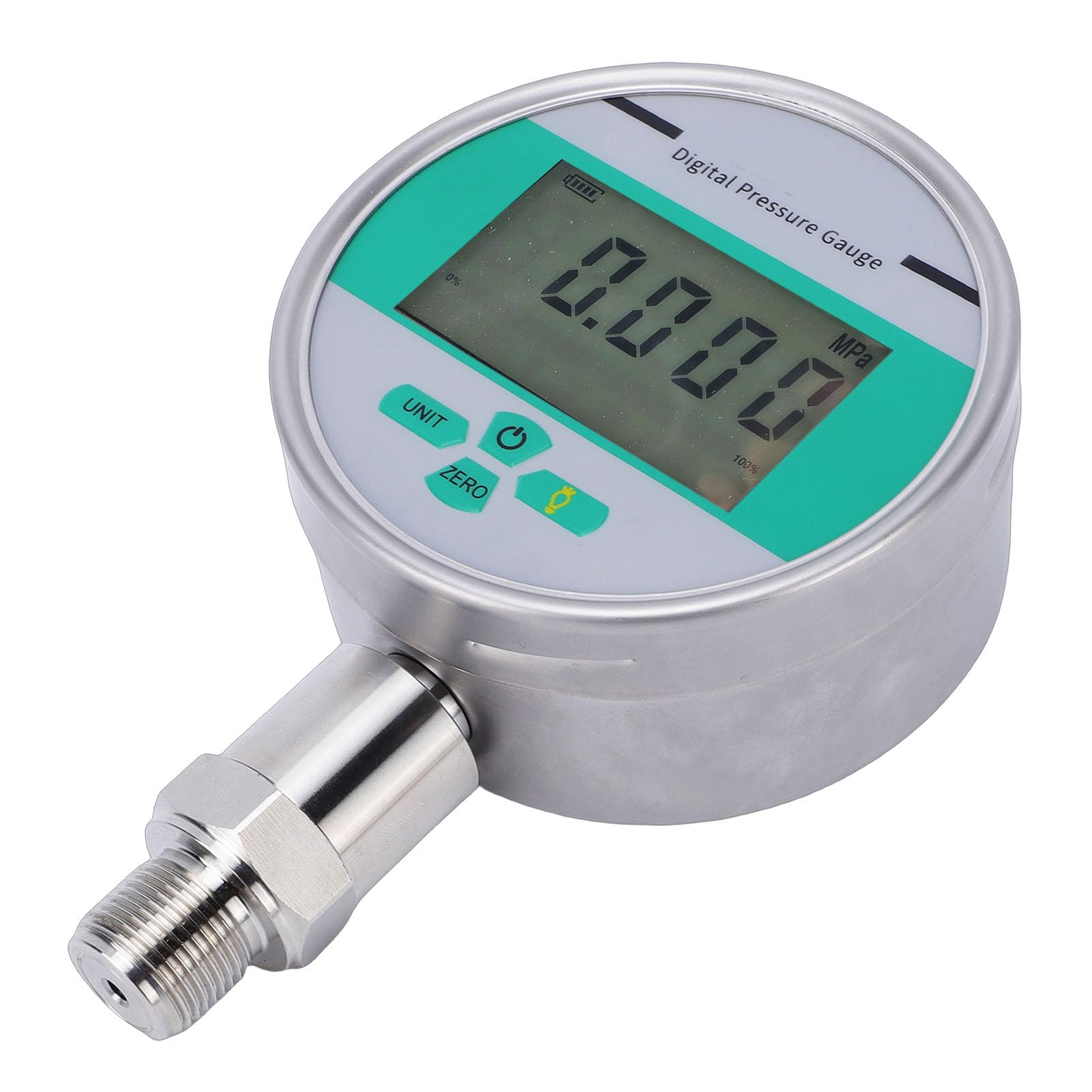 banapoy Manómetro Digital, Manómetro de Agua M20x1,5 con Esfera de 4 Pulgadas, Industrial con Pantalla LCD Retroiluminada, IP65 para Aire, Agua, Aceite, Maquinaria de Construcción