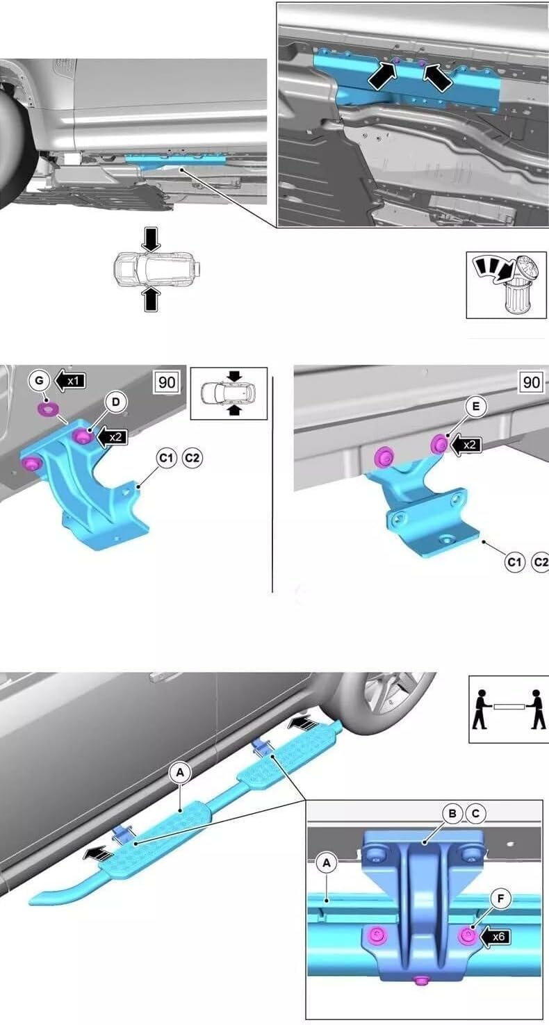 Running Board Side Step Pedal Nerf Bar Fits for LR Defender 110 130 2020 2021 2022 2023 2024 2025 2026 2Pcs Fixed Side Bar