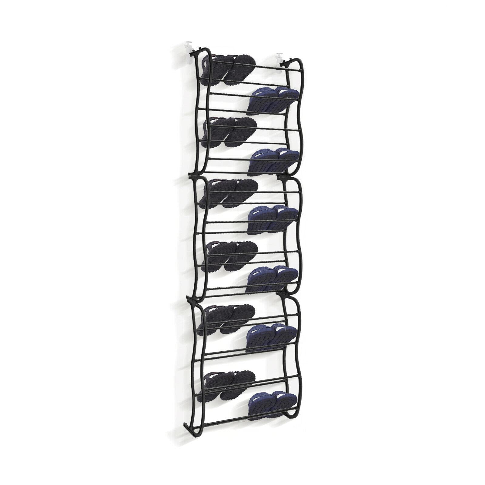 Dhouse 36 Pair Over Door Hanging Shoe Rack 12 Tier Shoe Storage Organiser Wall Mounted Shoe Hanging Shelf Space Saving Organiser Shelves for Closet Room — image 1