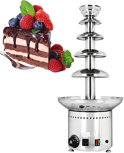 Fuente de chocolate comercial de 56 niveles, cascada de fondue de chocolate ajustable de 86.0 F230.0 F, olla de fusión de salsa para dulces de