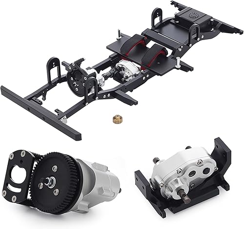 Miniatura 5 de RXZIXYL Marco de chasis metálico a escala 110 con caja de transferencia de transmisión para camión RC Crawler RC4WD Gelande II FJ40 G2 D90 TF2