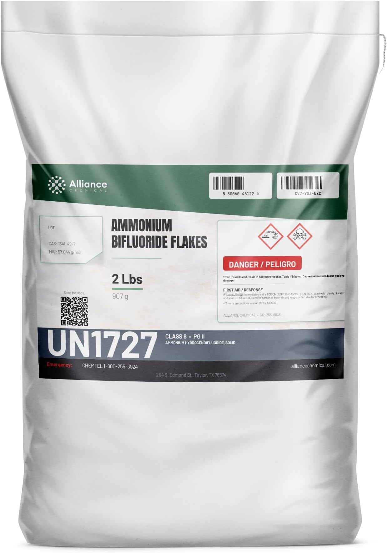 Alliance Chemical Ammonium Bifluoride Flakes - 2 lb. Canister - High Purity Reagent