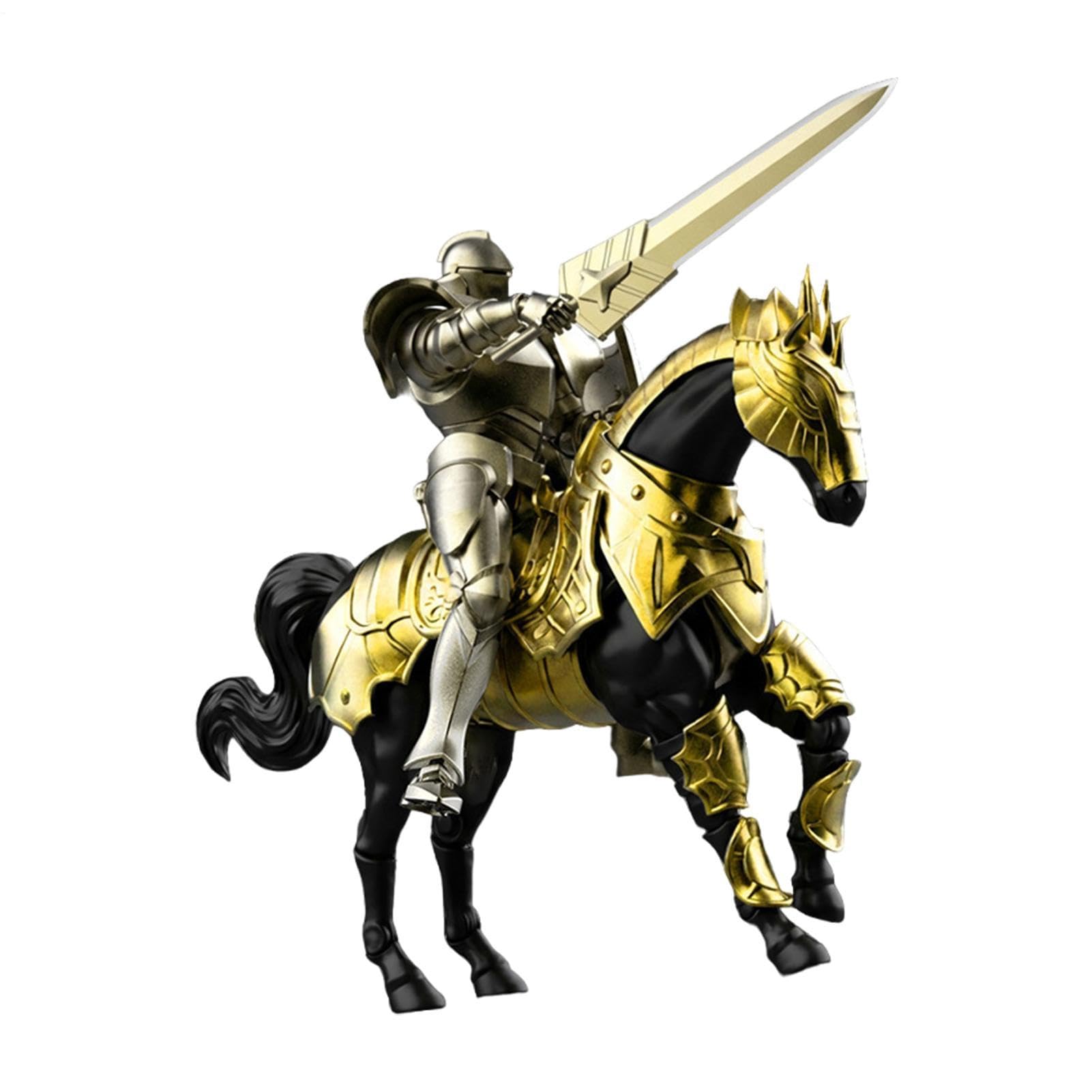 Heavy Cavalry Knight Action Figures, Collectible Knight Figure, Assembly Required, Multi-Jointed Movable, Medieval Action Figures with Heavily Armored Warhorse