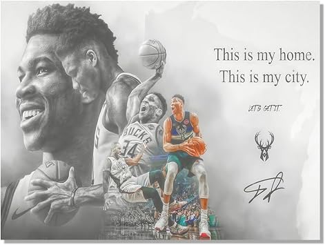 MENKARWHY Giannis Antetokounmpo Signed Poster For Kids Room Bedroom Wall Decor-Basketball Superstar Posters Canvas Art Print Picture For Teen Boy Fans Birthday D3gifts