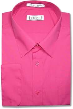 Amazon.com: Men's Solid Hot Pink Fuchsia Color Dress Shirt w
