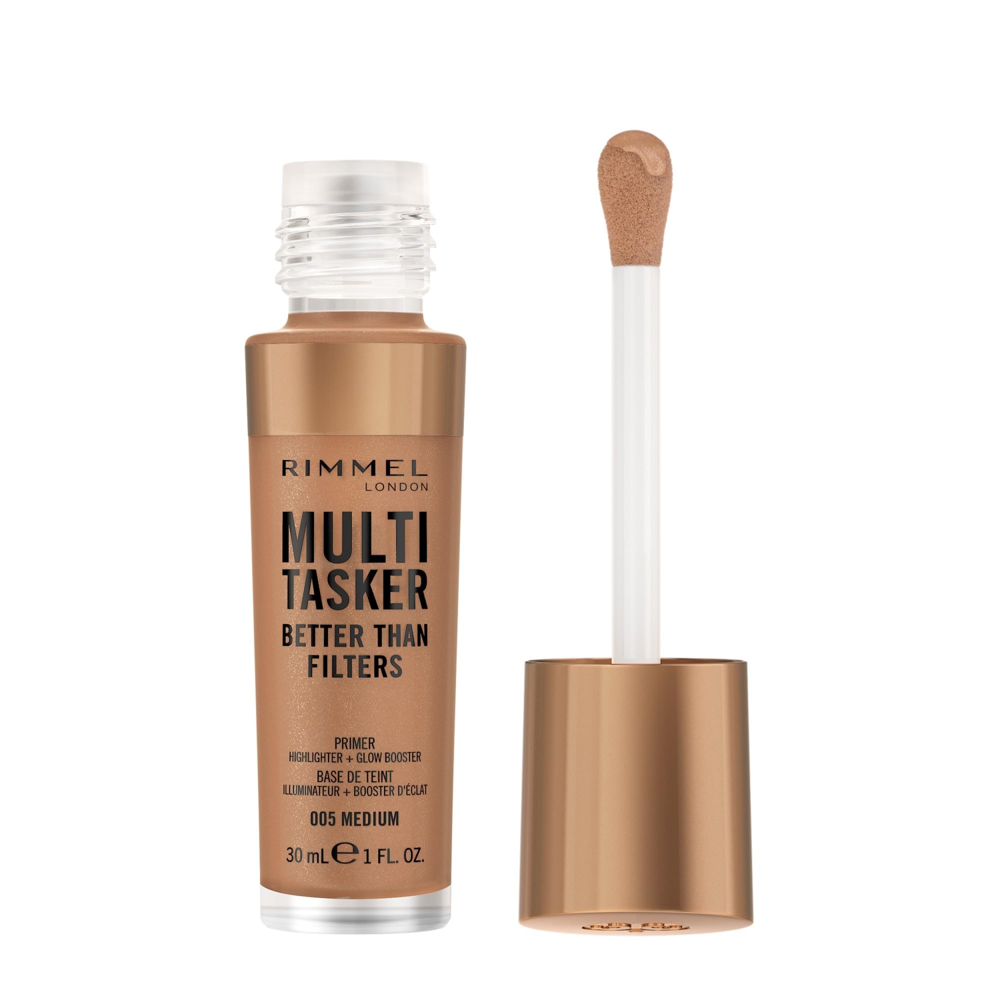 Rimmel London - Multi-Tasker Better Than Filters, Face Primer, Glow Booster & Highlighter, Vegan Formula, Anti-Ageing Benefits, Light-Reflecting Pigments