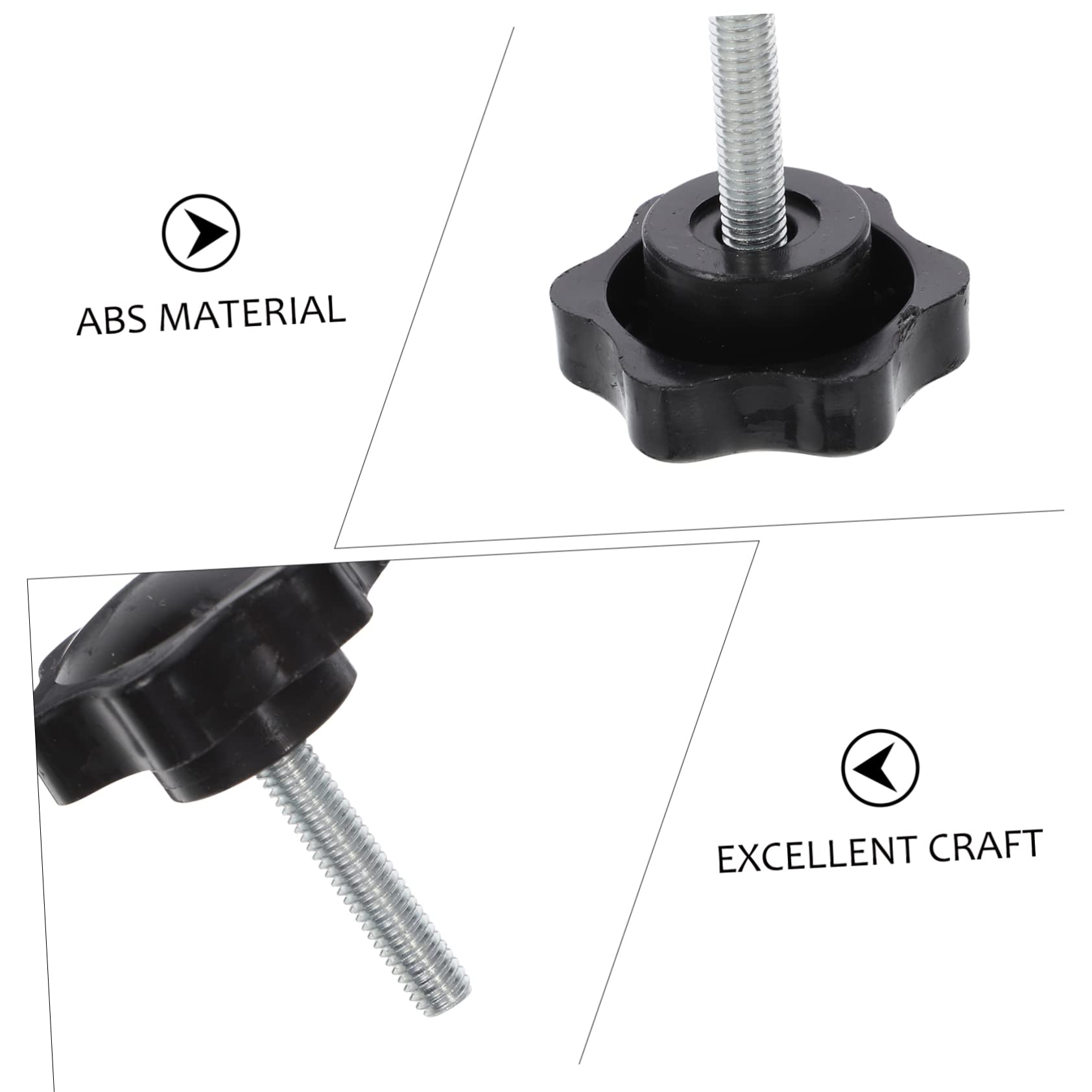 MUCKLILY 20pcs Handle Clamping Knob Star Knobs Thread Canopy Screws for Swing Spicket Knob with Screw Star Knob Knurled Threaded Knob Clamping Handle Screw Bolt Knob Black Carbon Steel