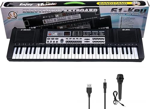 61 Tasten Keyboard Piano, Elektronisches Kinder-Keyboard mit Mikrofon, Tragbares Digitales Keyboard-Musikinstrumen für Anfänger