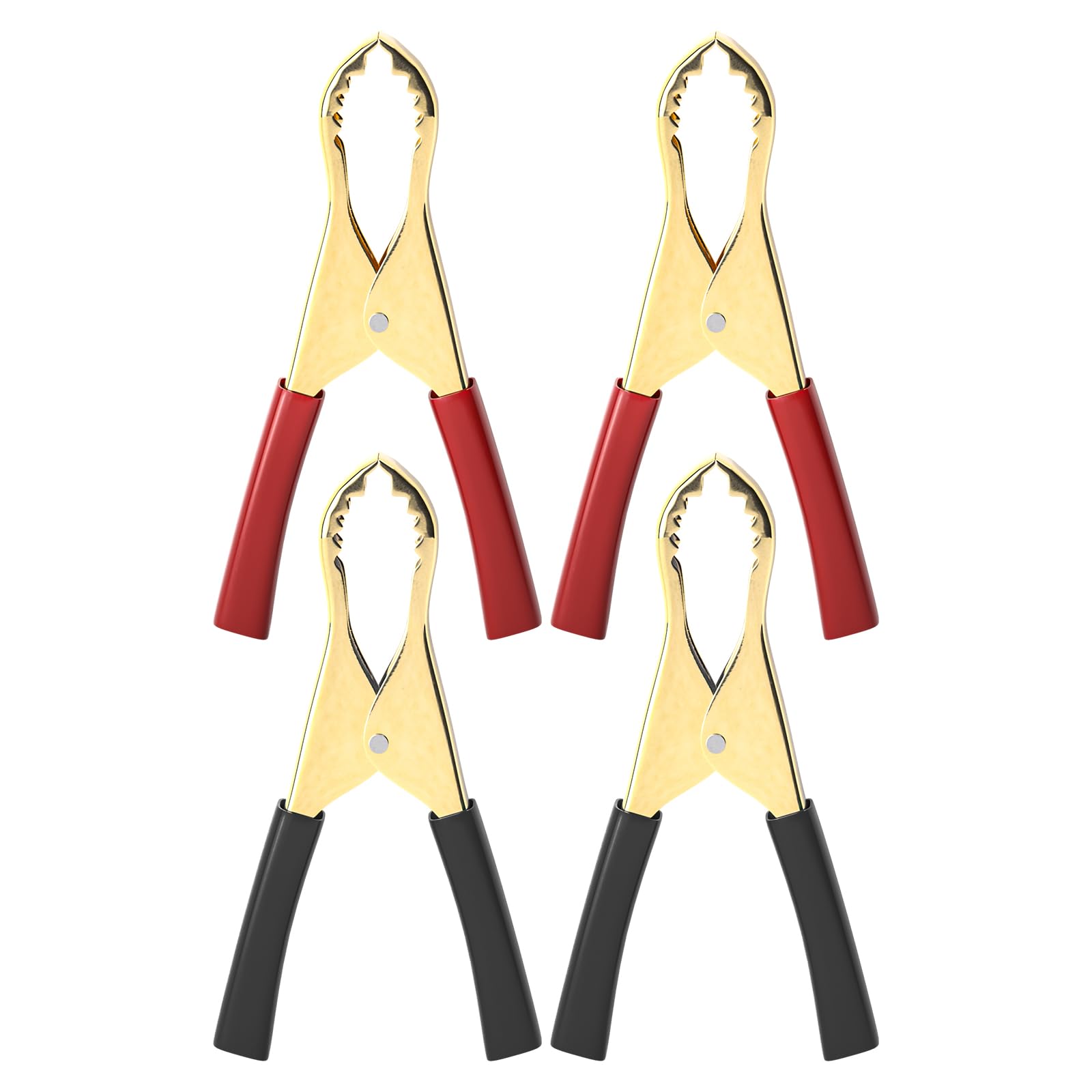 Cleqee 4PCS Insulated Alligator Clips Black & Red Crocodile Clamps