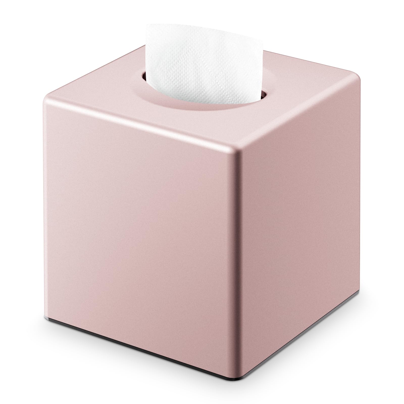 Y-in Hand Square Tissue Box Cover, Cube Facial Tissue Box Holder, Pink | Modern Home Accessory with Removable Bottom for Easy Refills. Designed for Bathroom Vanity, Dressers, Nightstands and Office.