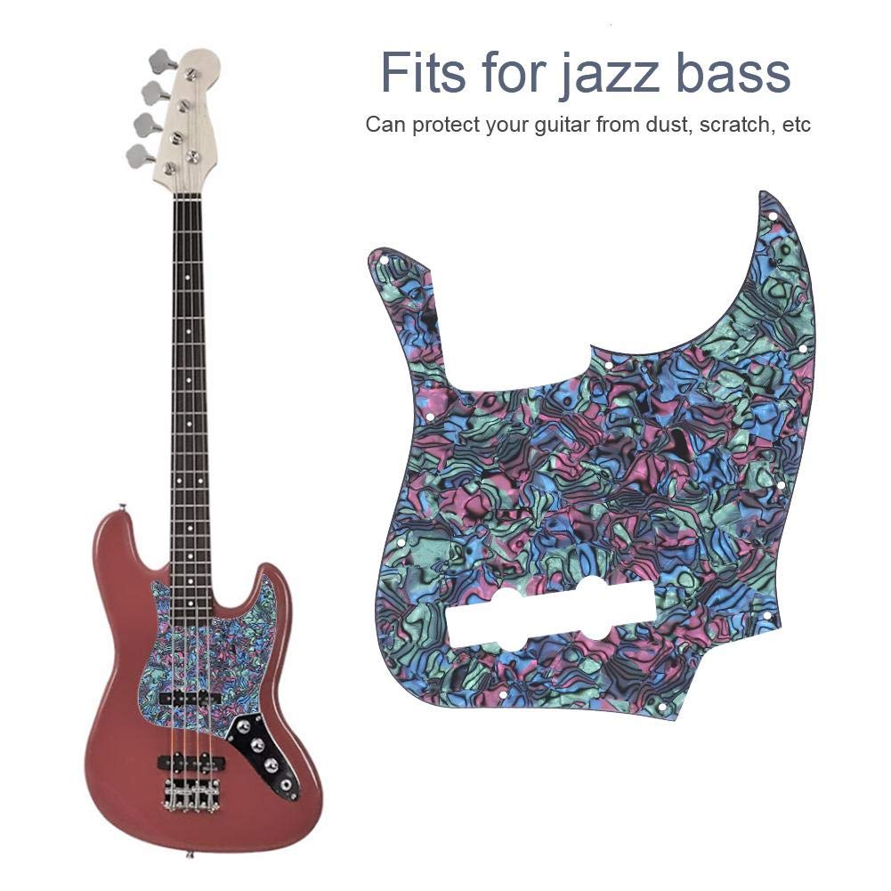 VBESTLIFE Acrylic Humbucker Jazz Bass Pickguard, 10 Hole Abalone Bass Pickguard Decor for Electric J Bass