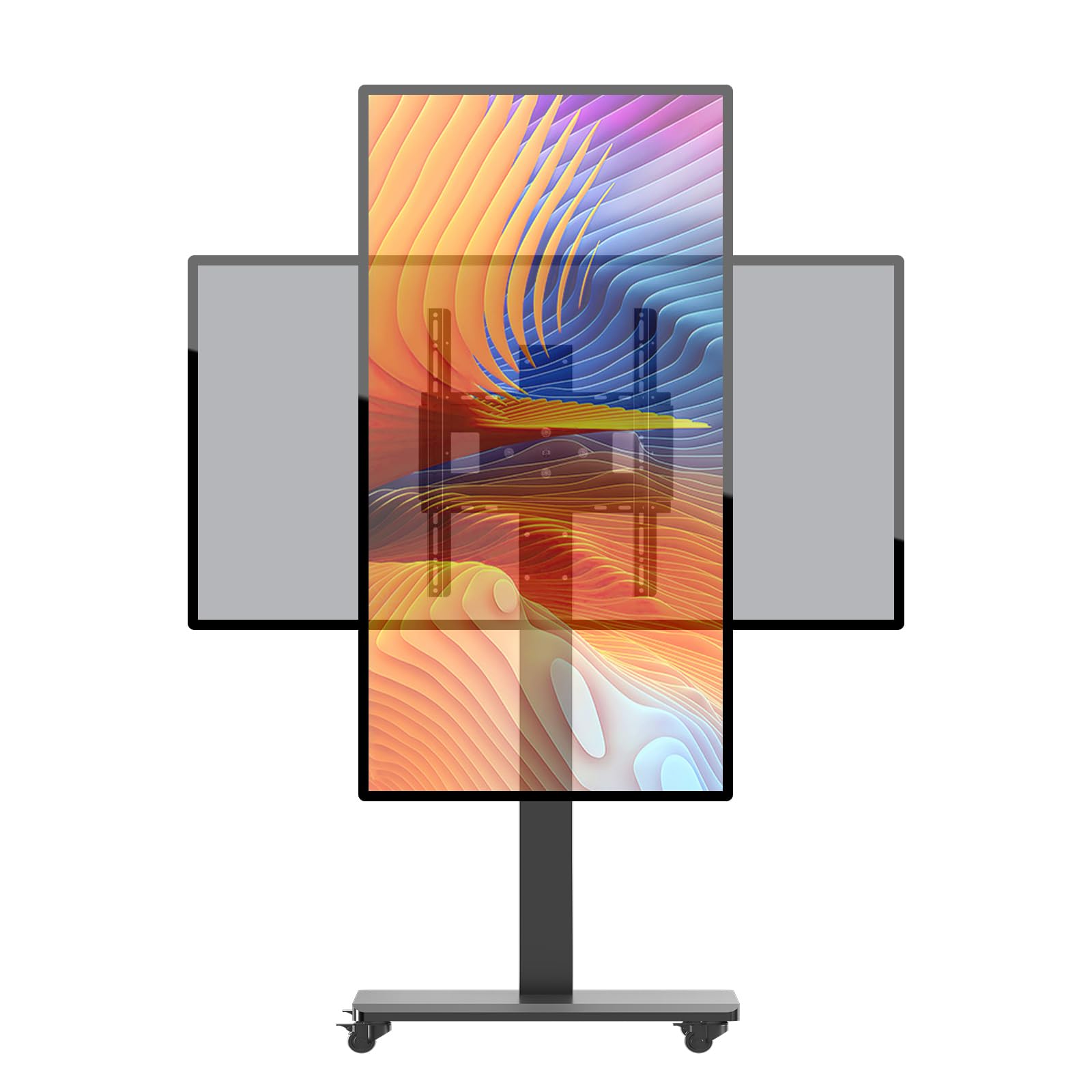 suptek Rotating Mobile TV Cart for 26-55 inch TV Holds up to 110lbs, Heavy-Duty Floor Stand Base for Live Stream Video Conferencing Tiktok YouTube Zoom(XZ-05)