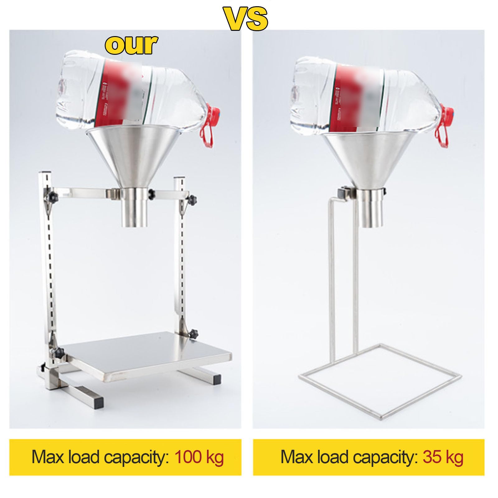 Tolva De Alimentación De Acero Inoxidable, Embudo De Envasado De Alta Resistencia Apto para Uso Alimentario con Soporte Y Plataforma Elevadora, Diámetro De Salida De 1,2 A 8 2cm