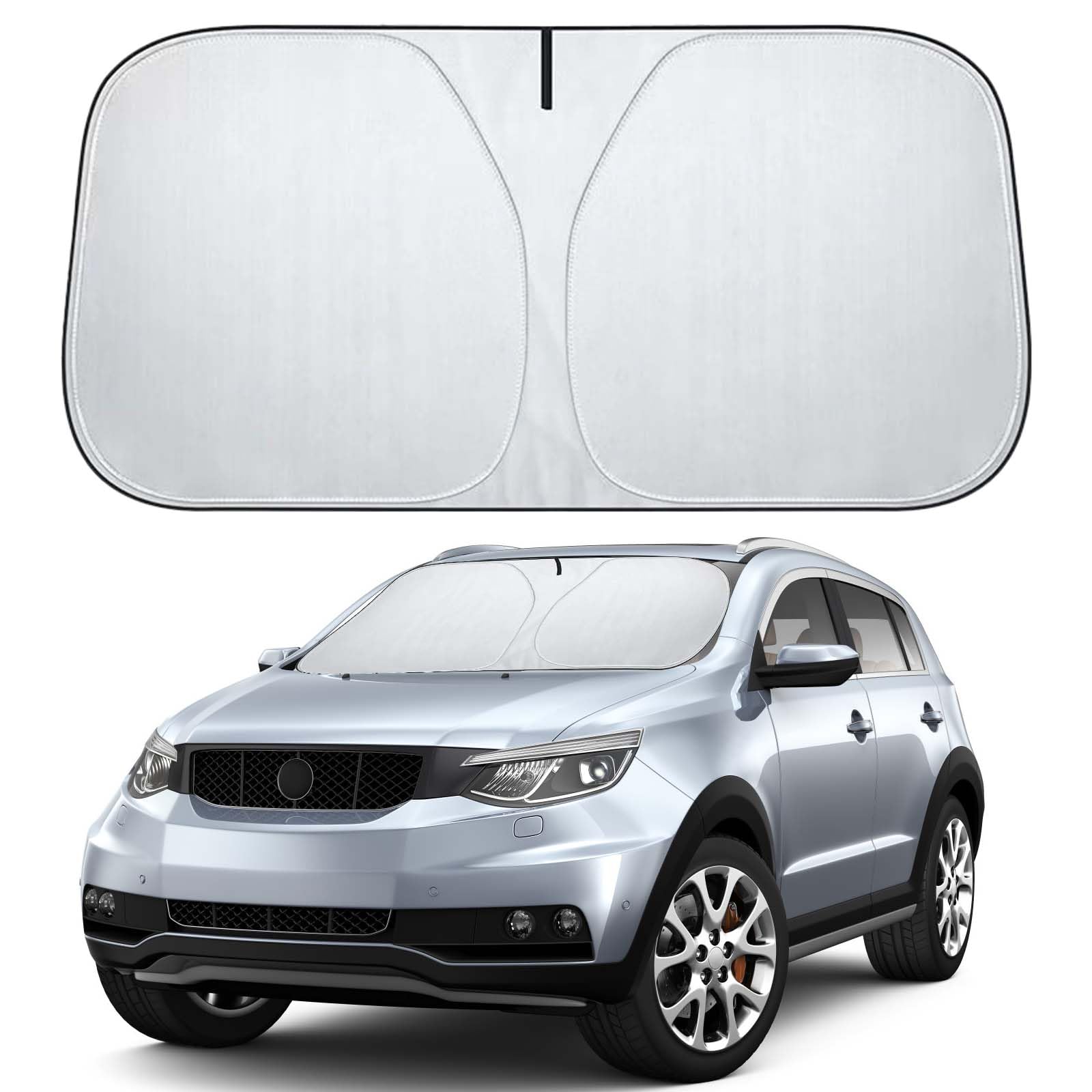 Forhome Parasol para Parabrisas de Coche, Plegable, 150 cm x 80 cm, bloquea los Rayos UV