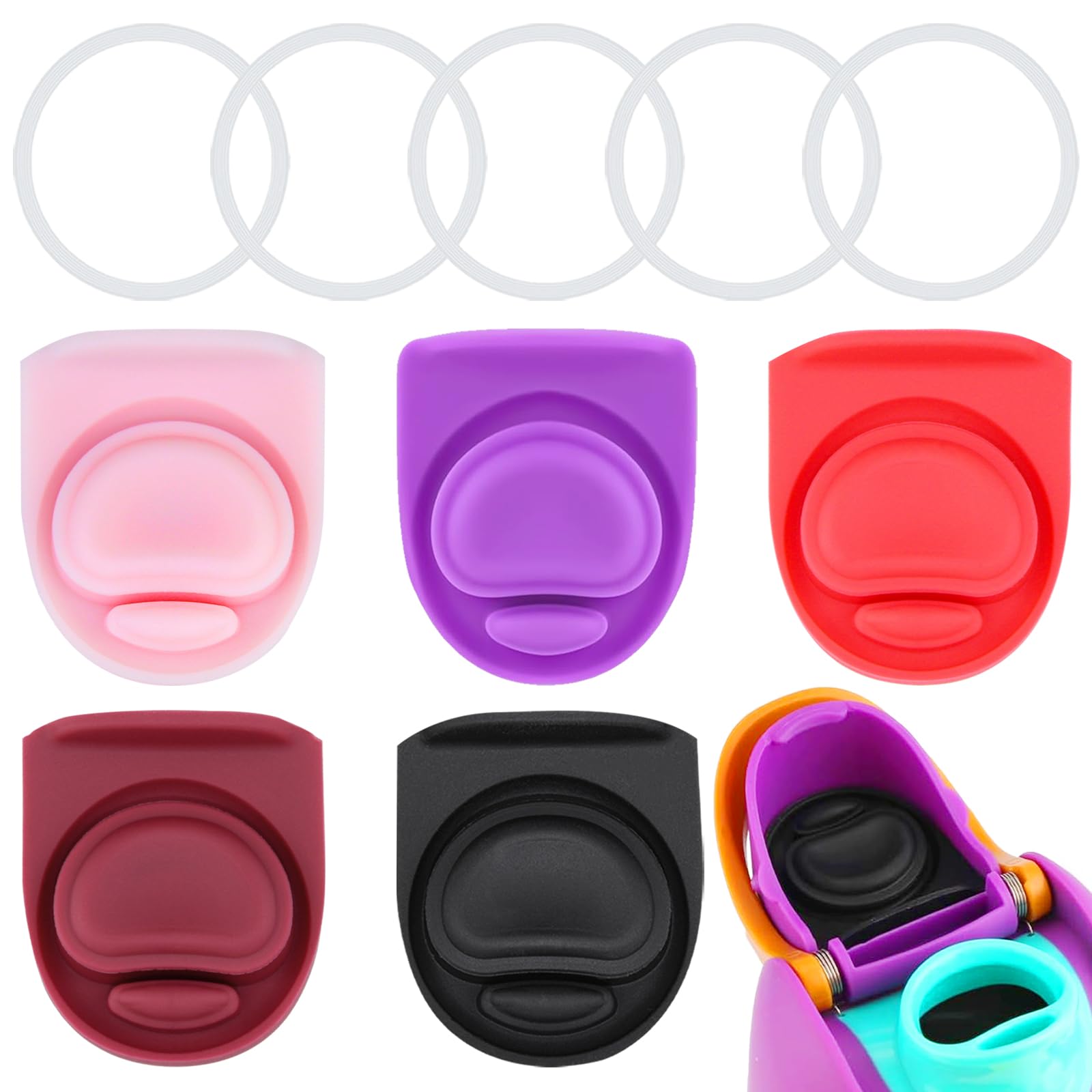 ZONBBEE 5 Sets Replacement Stopper and O Ring Gasket Compatible with Owala FreeSip 24oz 32oz,Water Bottle Lid Insert Cap Rubber Seal Parts for Owala 16/19/24/32/42oz Mouth Piece Accessories VVS1