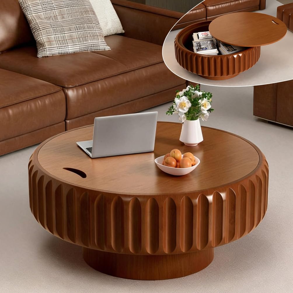 ZUOWENYG Round Coffee Table with Storage