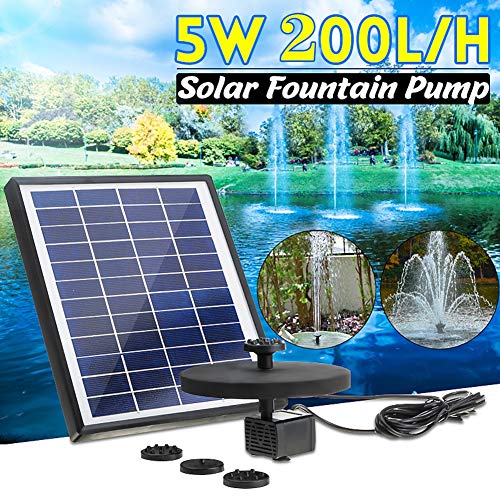 Solar Water Fountain Pump, 12V 5W Solar Fountain Pump 5W Solar Water Pump 12V Low Voltage DC Solar Water Pump Floating Fountain, for Pond, Fountain, BirdBath, Garden Decoration, Water Cycling